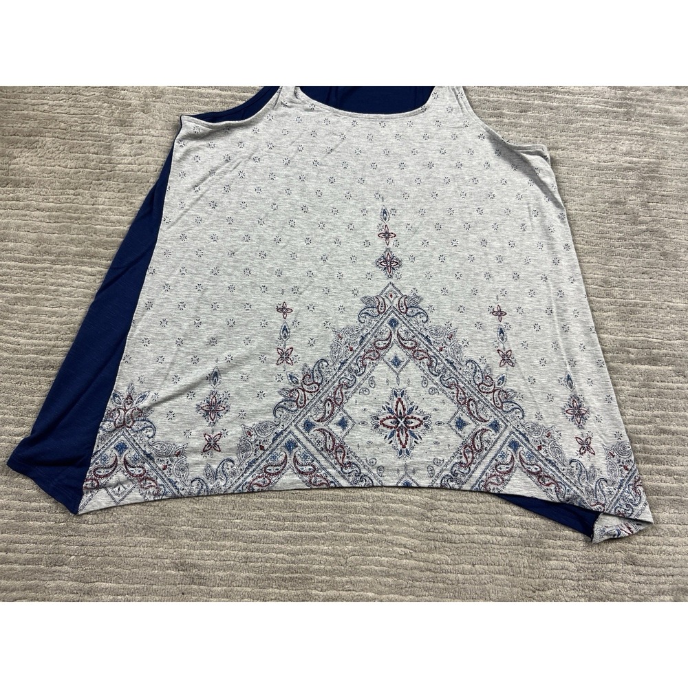 Maurices Top Womens XL Gray Blue Sleeveless Rayon‎ Blend Casual - Picture 3 of 12
